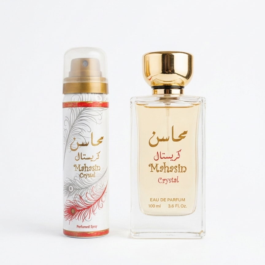 عطر ادکلن محاسن کریستال لطافه با اسپری   Mahasin Crystal